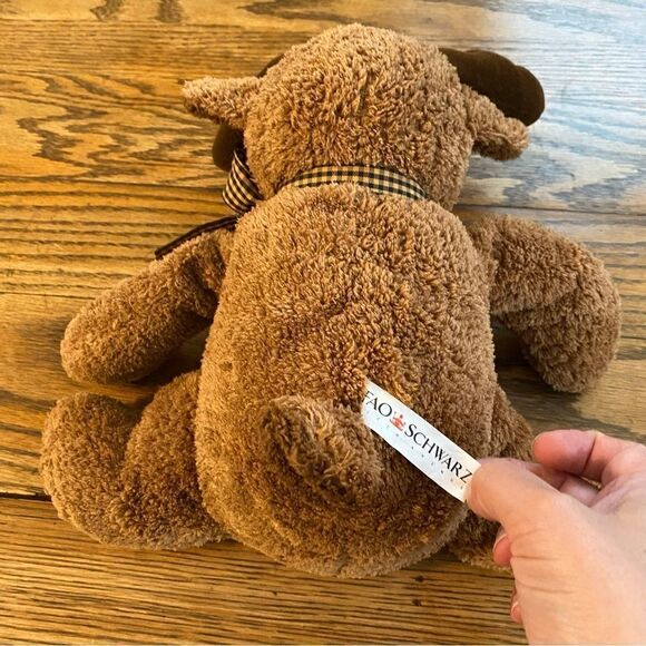 FAO Schwarz floppy moose plush‎ plaid bow 10" cuddly. - Picture 3 of 5